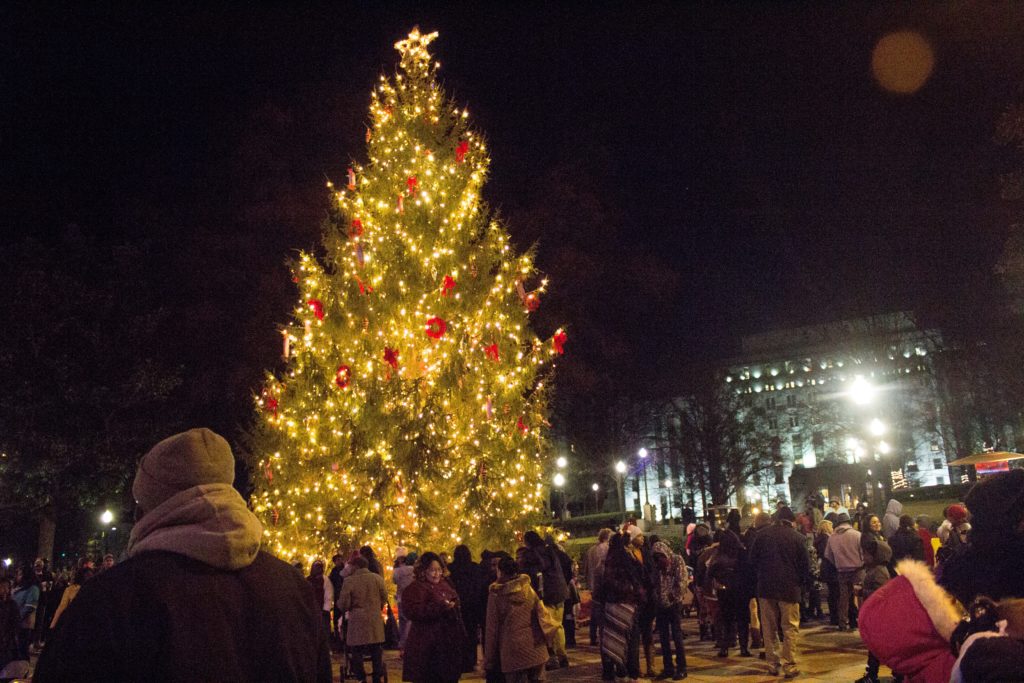 Sights from the Birmingham Christmas tree lighting ceremony The