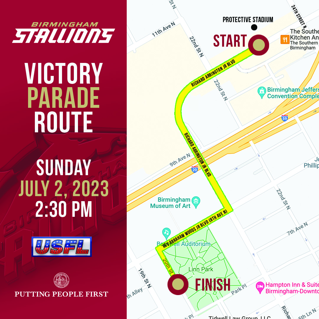 Birmingham to Host Victory Parade for USFL Champion Stallions on Sunday ...